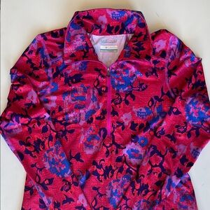 Columbia Pink and Purple Floral Quarter-Zip Pullover Womren’s Small